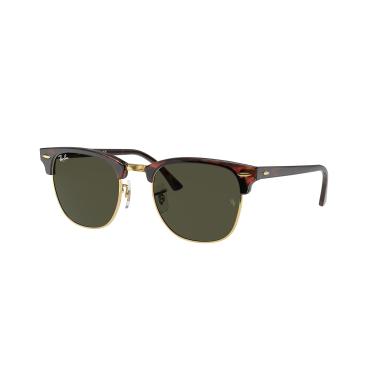 Imagem de Óculos de Sol Ray-Ban Clubmaster 0RB3016 W0366 Tam 55 / Marrom/Ouro - Lentes Verde