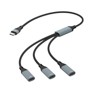 Imagem de Hub USB Tipo C 3 Em 2 Portas Adaptador De Transferência De Dados E Car