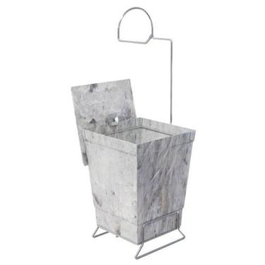 Imagem de Lixeira Com Suporte De Papel Higiênico - Stolf Mármore Branco