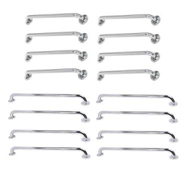 Imagem de Alça De Apoio Barra Inox Kit 16 Unidades 40cm 80cm Banheiro Box Segura