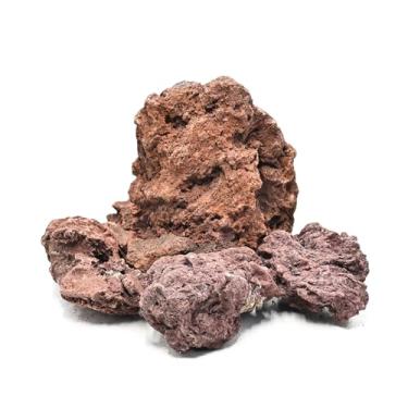 Imagem de KINGRUI Pedra vulcânica natural vulcânica para paisagismo de aquário, decoração de aquário de peixes, decoração de terrário, aprimoramento de filtragem de água (pedra vulcânica vermelha, 2,3 kg)
