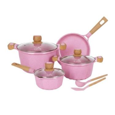 Imagem de Jogo de Panelas Cerâmicas Indução French Cava 6pçs, Rosa