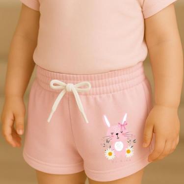 Imagem de Short Moletinho Infantil Estampado Feminino Coelhinha Be Kind Fofa Pri
