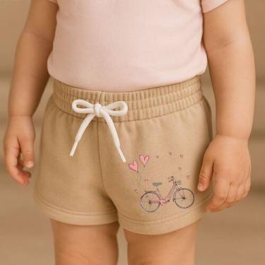 Imagem de Short Moletinho Infantil Estampado Feminino Bicicletinha Corações Conf