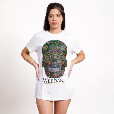 Imagem de Camiseta feminina de tamanho grande branca com estampa mexicana - Ligh