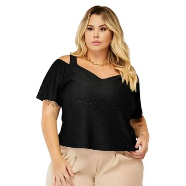 Imagem de Blusa Plus Size Feminina Alças Grossas Manga Curta Ciganinha Ombro Lai