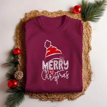 Imagem de Camiseta Blusinha Merry Christmans Gorrinho Modinha Fofa Natal Festas 