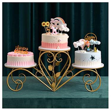 Imagem de Suporte de bolo, suporte giratório para bolo, biscoito, frutas, grande, multicamadas, bandeja criativa de tela de três camadas, mesa de sobremesa para sobremesa (G