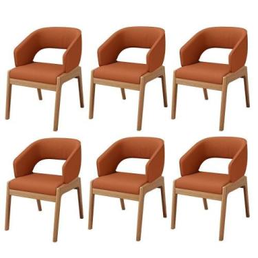 Imagem de Kit 06 Cadeiras De Jantar E Estar Living Estofada Lince L02 Tecido Ter