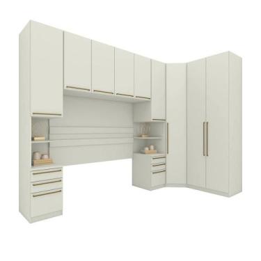 Imagem de Quarto Modulado Casal 9 Portas 6 Gavetas Canto Oblíquo Areia - Henn