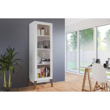 Imagem de Cristaleira Sala Jantar Malta c/ 1 Porta c/ Vidro Branco - Genialflex
