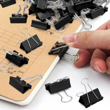 Imagem de Conjunto de 50 clipes de fichário para uso em mesa de escritório, grampos organizadores de papel, clipes de gerenciamento de arquivos para casa, estudo e trabalho (preto, 25 mm x 11 mm x 43 mm)