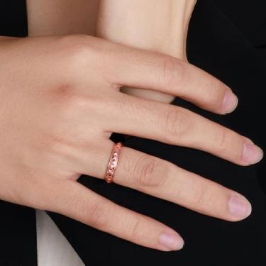 Imagem de Anéis de ansiedade de aço de titânio para mulheres – alianças de casamento multifacetadas número 7/8/9, anéis fidget personalizados, hipoalergênicos, ansiedade, losango, presentes de aniversário