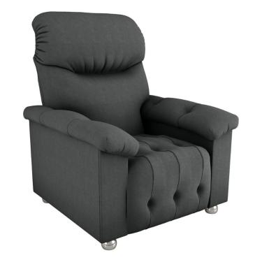 Imagem de Poltrona Retrátil e Reclinável 83cm Tecido Suede Multimóveis Cr45262 Cinza