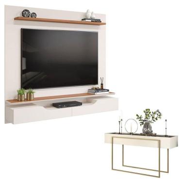 Imagem de Painel Para Tv Levi Off White Freijó E Aparador Para Sala Pilar Off White - Dj Móveis