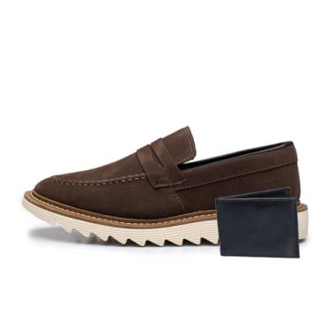 Imagem de ThézB Sapato Social Oxford Masculino em Couro Sintético, Sola Tratorada, Estilo Brogue, Marrom, com Carteira, para Festa e Casamento (Café Off, BR, Adulto, Numérico, 44)