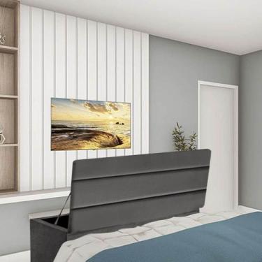 Imagem de Calçadeira Baú Recamier Estofada Cama De Casal 140cm Argentina Suede C