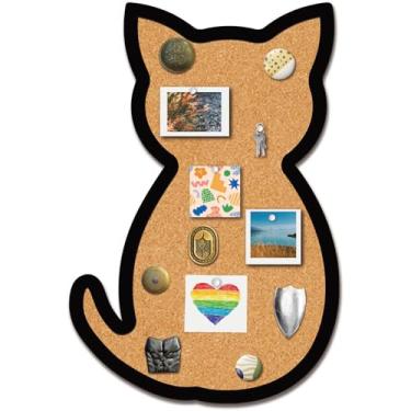 Imagem de CRASPIRE Placa de cortiça para gatos 29 x 19 cm montada na parede quadros de exibição de avisos emoldurados crachá de madeira decorativo memorando broche de lapela para decoração de sala de aula e