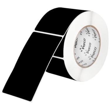 Imagem de Perco Etiquetas adesivas perfuradas pretas de 7 x 12 cm — 150 adesivos por rolo — com adesivo permanente para gerenciamento de inventário, codificação de cores, caixas de mudança, varejo, organização