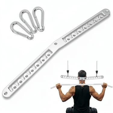 Imagem de J Bryant Barra de puxar LAT de aço inoxidável de 76 cm – acessório de cabo ajustável de 8 mm de espessura com design de slot deslizante e 3 mosquetões, cabo de conversão de cabo duplo para academia em
