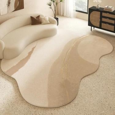 Imagem de Decoração de sala de estar, tapete sólido, macio e fofo para quarto, formato irregular, tapete de pelúcia grosso para vestiário (80x160cm/C)