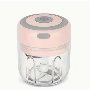 Imagem de Mini cortador de alimentos, espremedor de alho elétrico, carregamento USB, moedor elétrico de vegetais, operação com uma mão, fácil de limpar (rosa, 250 ml)