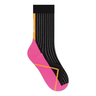 Imagem de Meia ciclista cano longo com refletivo selene original , Preto, Pink f