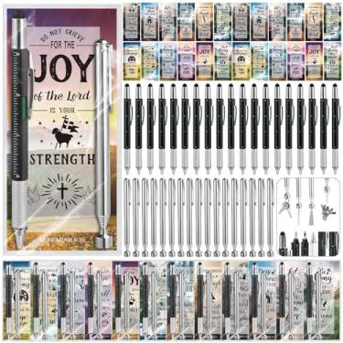 Imagem de FoldTier Conjunto de 24 presentes cristãos em massa versículo bíblico cartões multiferramenta caneta telescópio ferramenta captador magnético presentes igreja lembrancinhas religiosas para homens ele