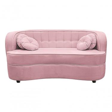 Imagem de Sofá Curvo 3 Lugares Orgânico Sala Recepção Escritório Decorativo Luxo Panamá 185cm Suede Rosa Bebê