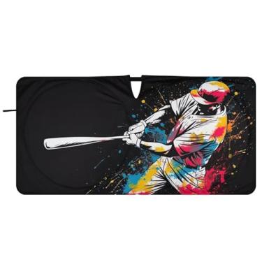 Imagem de Blueangle Para-brisa de jogador de beisebol - 149.9 cm x 76.2 cm dobrável carro janela dianteira para-sol blocos raios UV viseira de sol (548)
