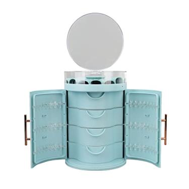 Imagem de SIWOTED Gaveta Caixa de Jóias Porta Dupla 5 Camadas Estojo de Armazenamento de Jóias de Grande Capacidade com Tampa Transparente para Colar Brinco Anel