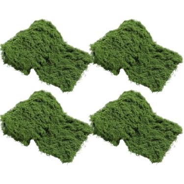 Imagem de Zeyune 4 peças de caminho de mesa de musgo falso para artesanato rolo de folha de musgo artificial cobertor de tapete impermeável para parede telhado jardim decoração de festa de casamento (39 x 39