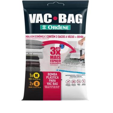 Imagem de Kit Organizador a Vácuo Vac Bag Ordene  3 Sacos + Bomba Manual (1 Médi