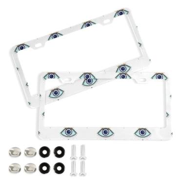 Imagem de SEHANY Molduras para placa de carro que tudo vêem, moldura de placa de carro de alumínio à prova de ferrugem com furos e parafusos elípticos serve para acessórios de carro de tamanho padrão de