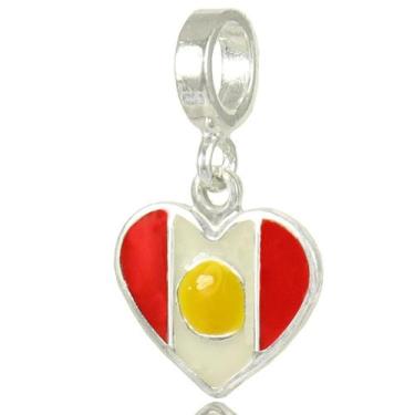 Imagem de Berloque Charms Bandeira Coração Paises Nações Prata 925 - La&Ny Prata