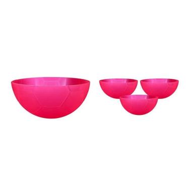 Imagem de Kit 4 Petisqueira Futebol Rosa Neon 240Ml Plástico