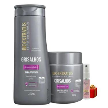 Imagem de Kit Grisalhos Shampoo 250 ml Mascara 250 Bio Extratus + Presente Lourr
