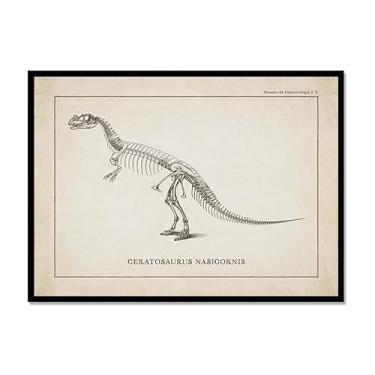 Imagem de Arte de parede de esqueleto de dinossauro vintage, paleontologia, pôsteres em tela, fósseis de dinossauro, impressões artísticas, esboços, fotos, decoração de quarto de menino (SKU14,20.3x30.5 cm =
