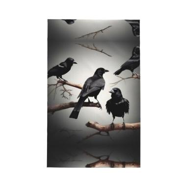 Imagem de XLLingL Black Crow Birds On A Branch Print Waffle Toalhas de cozinha, panos de prato de microfibra, para decoração e limpeza de cozinha - 1 peça