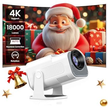 Imagem de Mini Projetor Portatil - LucZeng Wifi 6 Bluetooth 5.0 Smart, 4K /1080P Full HD Cinema Em Casa Projetor, Auto de Correcção Trapezóide Horizontal, 180°Girável (branco)