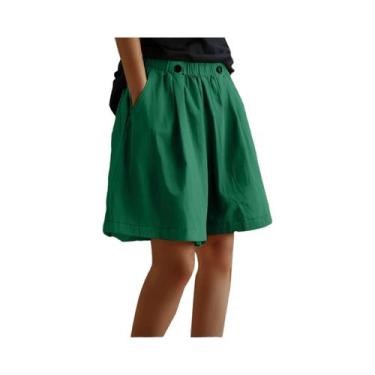 Imagem de Shorts Femininos De Cintura Alta, Largura Ampla, Soltos, Elásticos, Ca