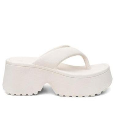 Imagem de Tamanco Plataforma Feminina Chinelo Flatform Conforto cor Off White-Feminino