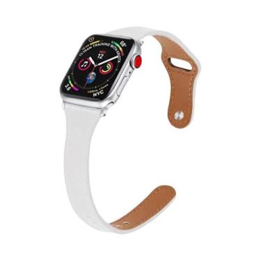 Imagem de Pulseira De Couro Slim Feminina Para Apple Watch Series 7 6 5 4SE Ultr