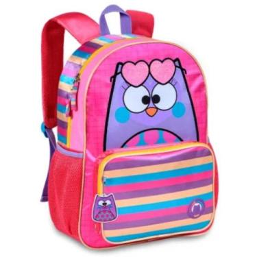 Imagem de Mochila Bubu Escolar Costas Corujinha Infantil Com Chaveiro
