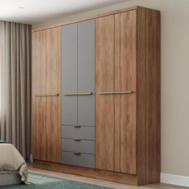 Imagem de Guarda Roupa Casal 6 Portas Troy Carraro Freijó C/ Titânio - MÓVEIS CA