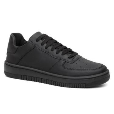 Imagem de Tenis Masculino Preto Caminhada Casual Sola Costurada Cor:;Tamanho:38;Genero:Unissex-Un...