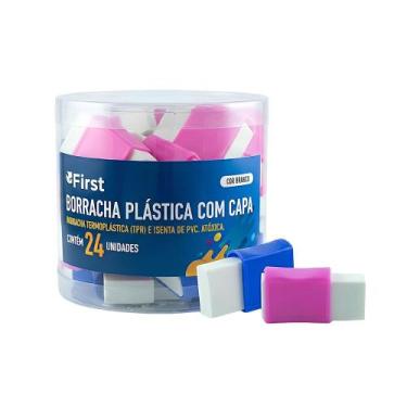 Imagem de Kit 24 Borrachas Escolares Pequenas com Capa Plástica Macias Alta Prec