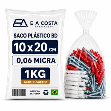 Imagem de 5 kg saco plástico bd 10x20 espessura 0,06 transparente - E A COSTA EM