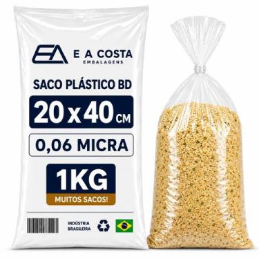 Imagem de 5 KG SACO PLÁSTICO BD 20x40 ESPESSURA 0,06 TRANSPARENTE - E A COSTA EM