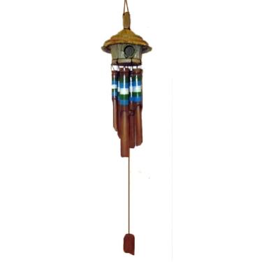 Imagem de Chesapeake Bay 36" Bambu Birdhouse Wind Chime com listras azul, verde e branco 23800